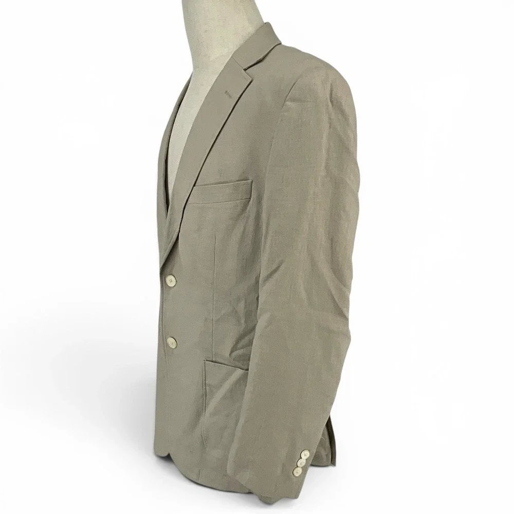 Alan Flusser Mens Tan Linen Blend‎ 2 Button Sport Coat Blazer Paisley Lining M